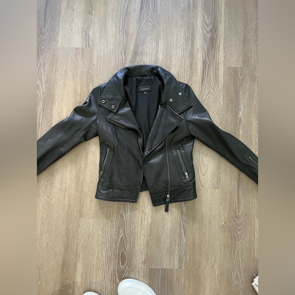 Aritzia Black Leather Moto Jacket